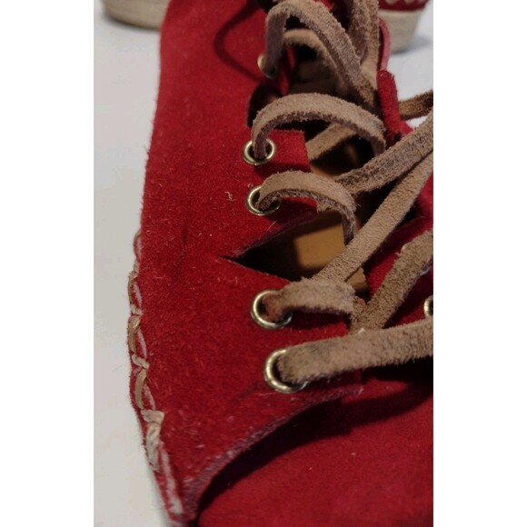Carolina K Mila Platform Espadrilles Red Suede And Tan Sz 9 - Picture 7 of 10